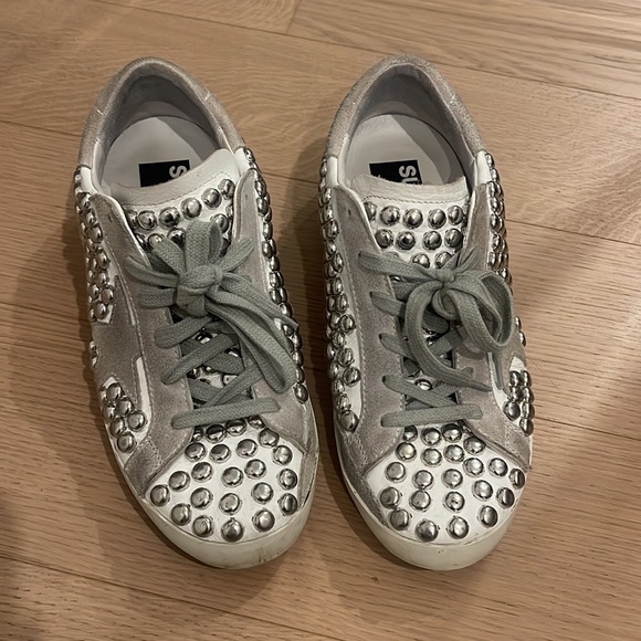 Golden goose Superstar Silver Studded Low-Top Sneakers 37 worn once - Picture 2 of 10